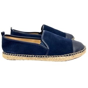 Talbots Izzy Navy Blue Leather Cap Toe Espadrille Flats 8M